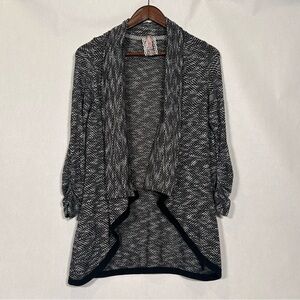 Mauve Open Cardigan Black White Waterfall Sweater